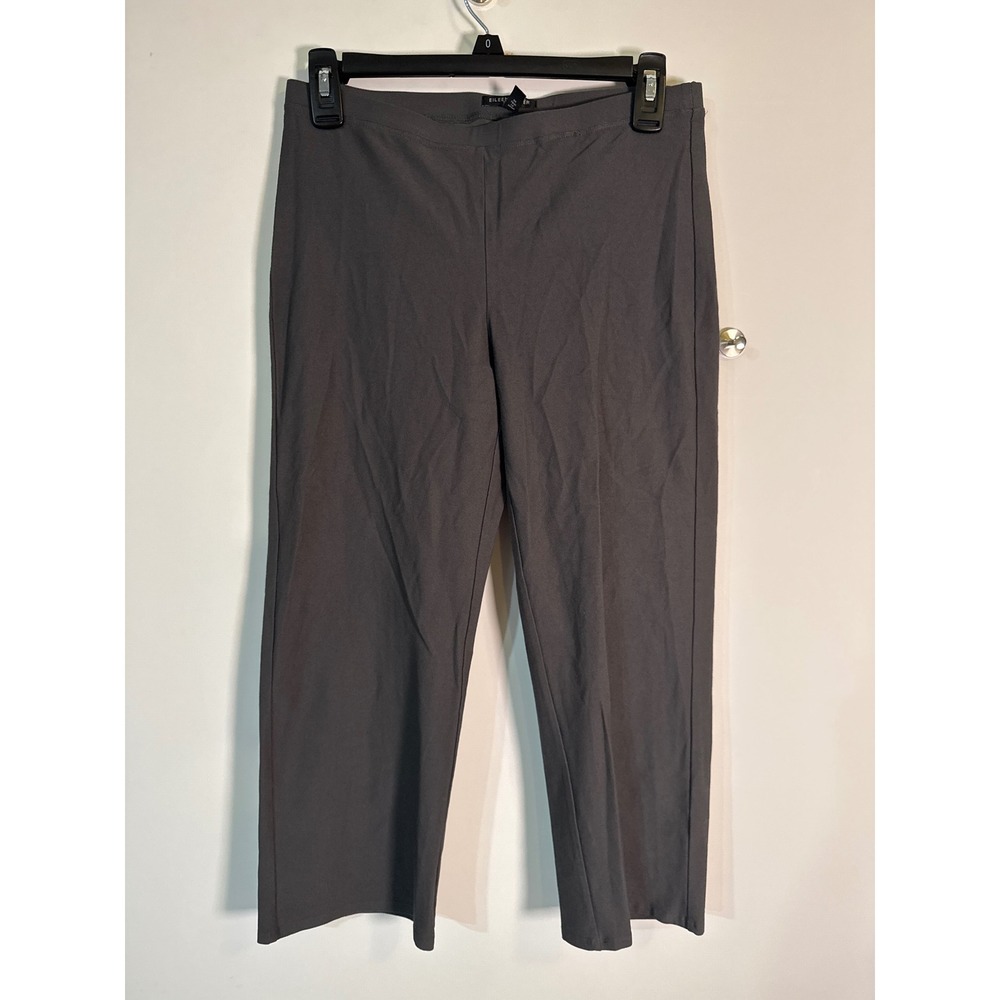 Eileen Fisher Petite Gray Stretch Jersey Straight Leg Pull On Pants PP PTP